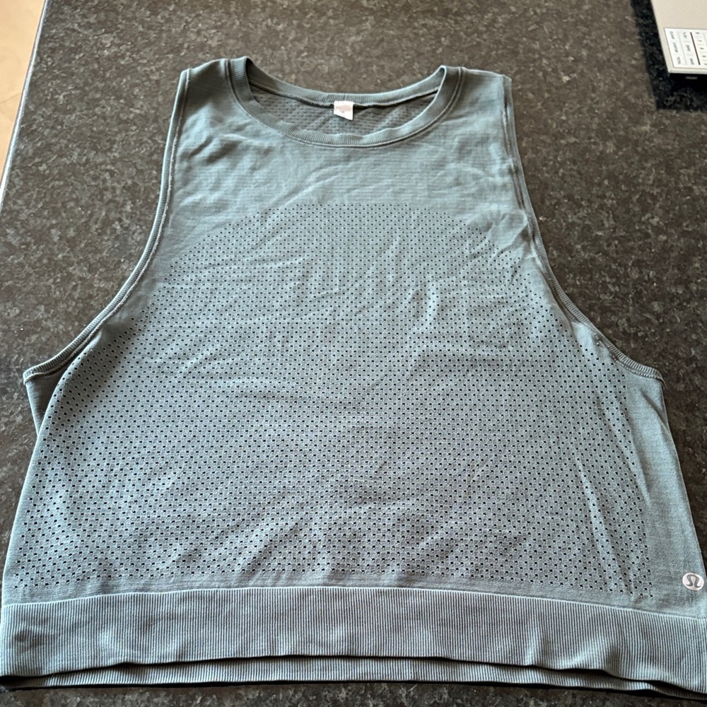 lululemon athletica Green Perforated Tank Top